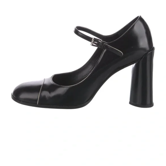 Prada Black Leather Mary Jane Pumps - Size 9 - Picture 2 of 5